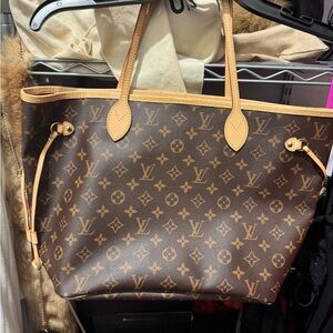 Louis Vuitton Brown and Tan Neverfull Tote